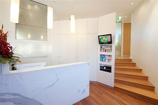The marble reception at Dental Specialists Turramurra